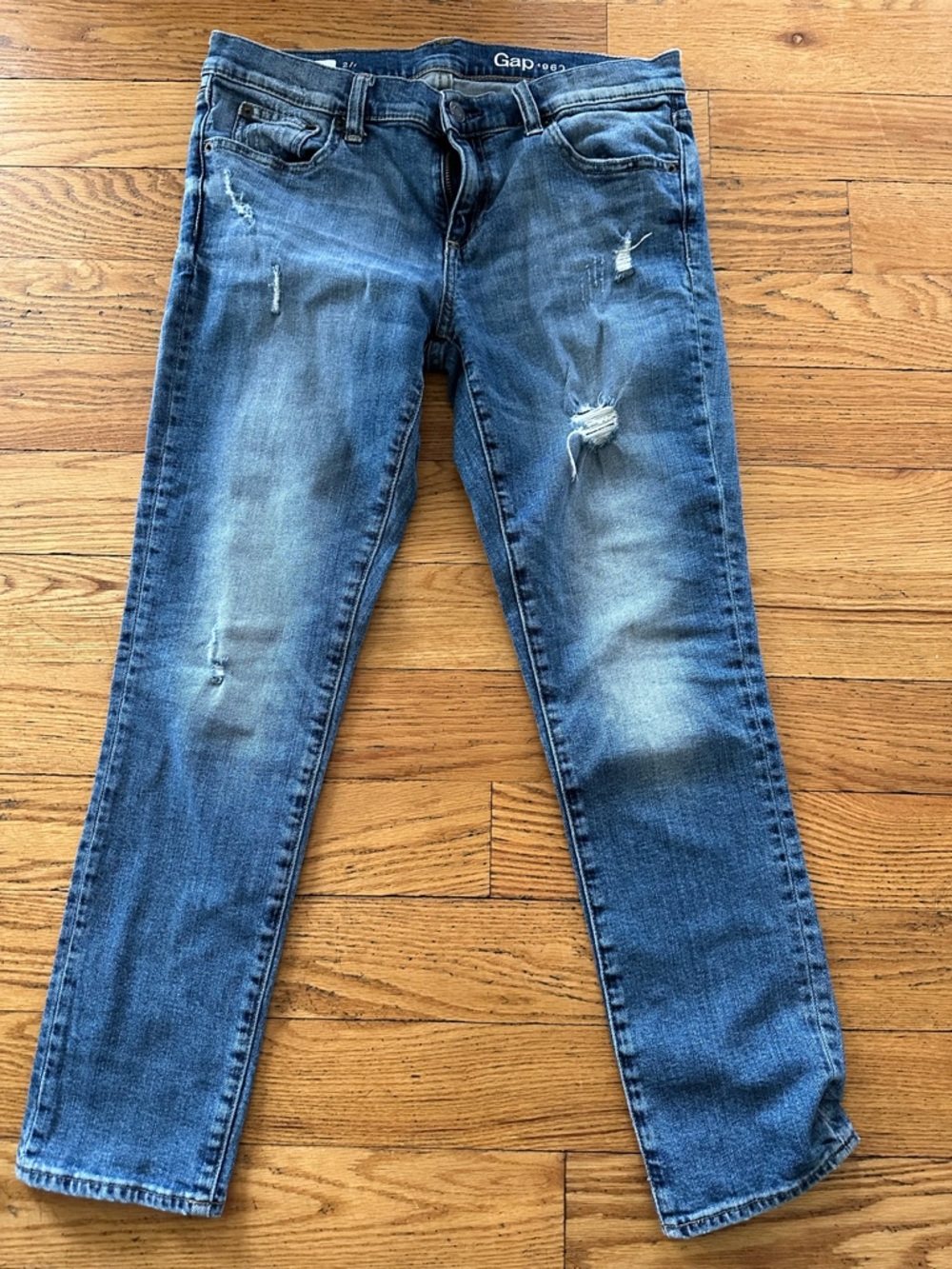 GAP Light and Dark Blue Girlfriend Jeans
